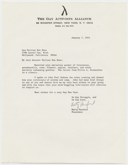 Artist's book titled Letter to Les Petites Bon Bons from Morty Manford (The Bon Bon File), photocopy, accession number 1995.46.326.12.