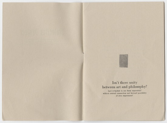 Artist's book 2 of 9 titled Dialectics Project, Collective Creative Games, offset printing and stamp mark in red ink on paper, staple bound, thirteen pages, ed. 109/300, accession number 1995.46.344.