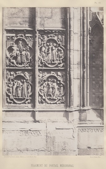 Photograph titled Fragment du Portail Méridional, salt print, accession number 2000.50.5.