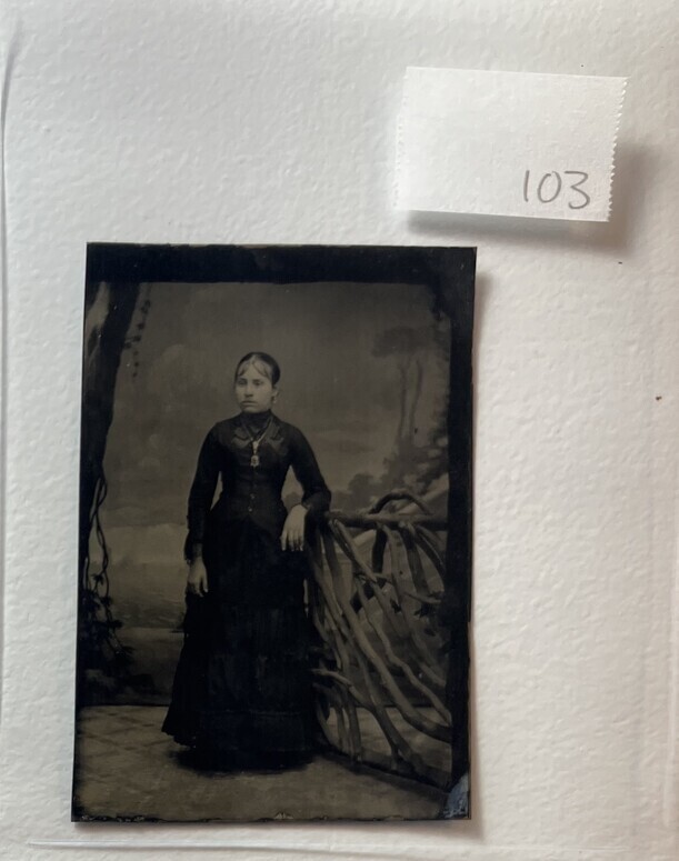 Untitled (Portrait of a Woman in a Black Dress, Standing)