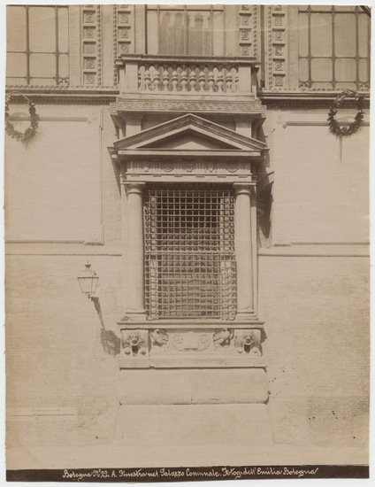 Photograph titled Bologna No.22. A. Finestra nel Palazzo Communale, albumen, linen-backed, accession number 2002.43.307.