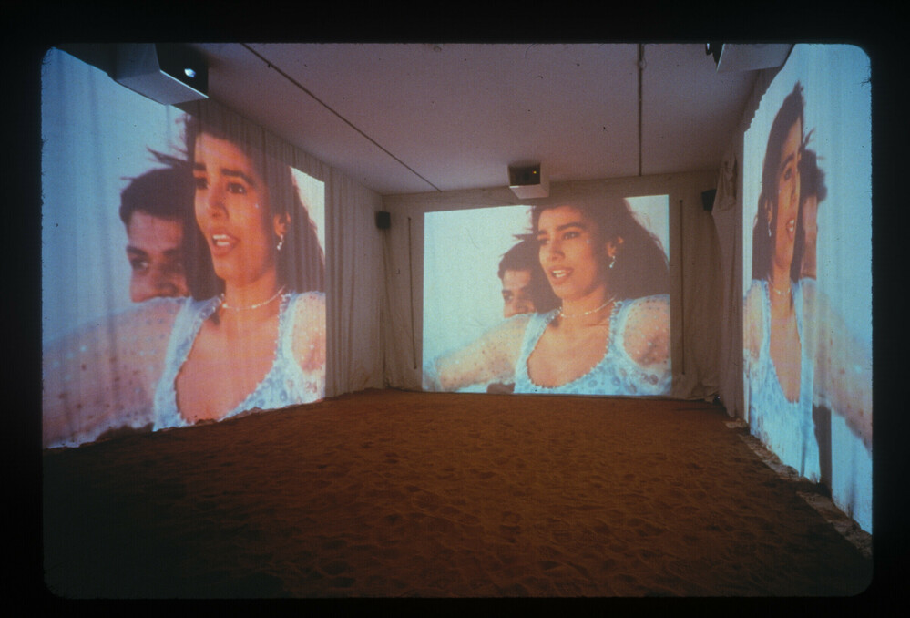 Video titled Into the Sun, Video installation with four laser discs, accession number 2000.32.