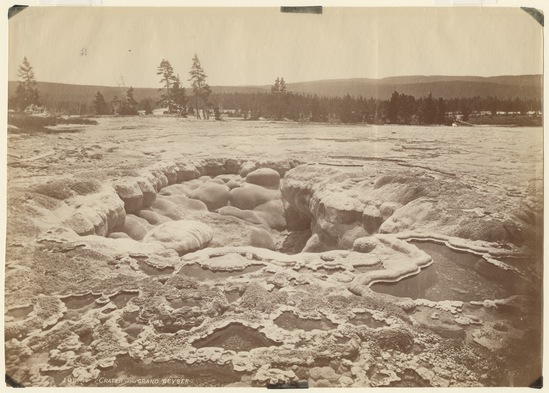 Photograph titled Crater of Grand Geyser, Yellowstone, albumen print from a collodion, accession number 1999.49.11.