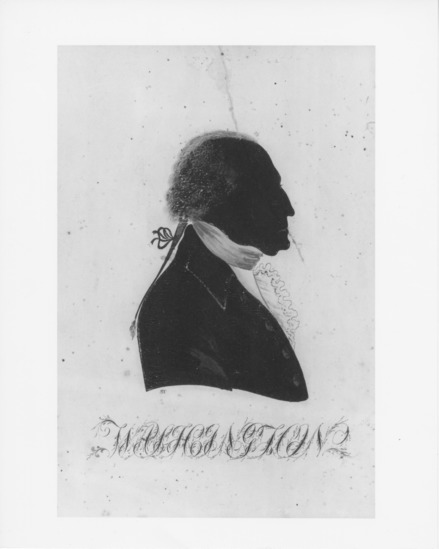 Drawing titled Untitled (silhouette portrait of George Washington), watercolor and ink on paper, accession number 1996.7.5.