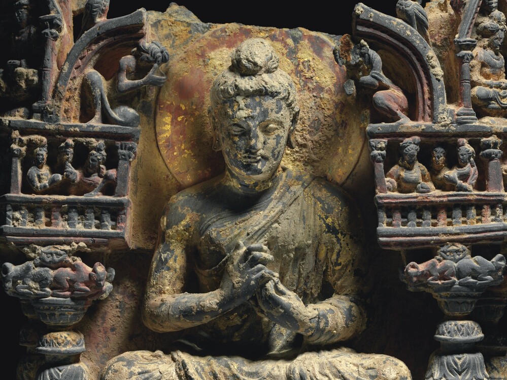 Gray Schist Figure of the Teaching Buddha