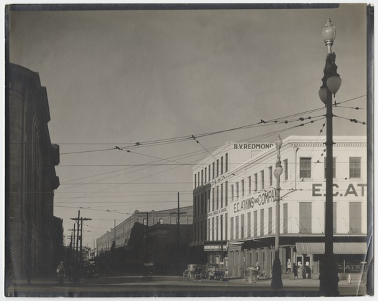 Photograph titled Street View [Canal Street Showing E.C. Atkins and Company Building, New Orleans, Louisiana], gelatin silver print, accession number 2000.50.58.