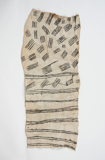 Painting titled Untitled (straight line pattern with variable groupings), natural pigment on barkcloth, accession number 2000.49.6.