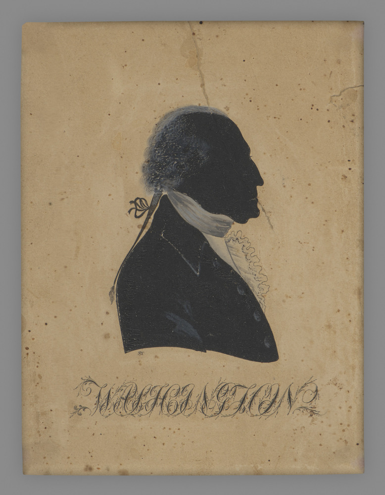 Drawing 2 of 2 titled Untitled (silhouette portrait of George Washington), watercolor and ink on paper, accession number 1996.7.5.