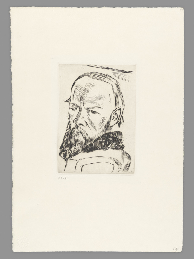 Print titled Dostoyevsky II (Dostojeewski II), Etching, accession number 2017.68.2.