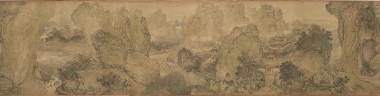 Painting 1 of 5 titled The Wang Chuan Villa (in the manner of Wang Wei (699-759)), handscroll: ink on silk, accession number 2002.2.2.