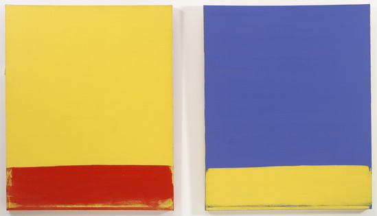 Painting titled L.A. Pair, acrylic on canvas; diptych, accession number 1989.1.3.a-b.