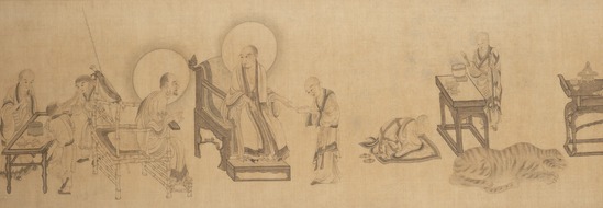 Painting 7 of 13 titled Lohan (Arhats), ink and color on silk, accession number 1976.17.