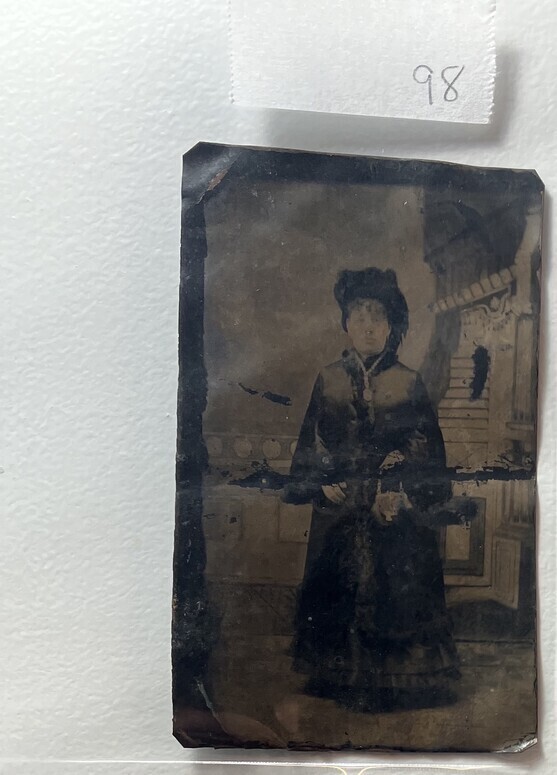 Untitled (Portrait of Woman With Hat Holding a Purse, Standing)