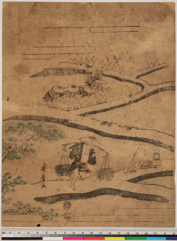Print titled Rice planting, Full color woodblock printing, accession number 1919.326.