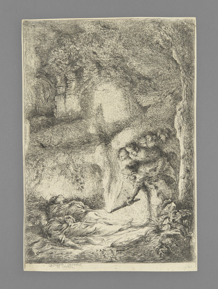 Print titled The Finding of the Bodies of Saints Peter and Paul, etching, accession number 1971.23.