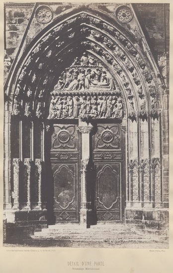 Photograph titled Détail d'une Porte (Transept Méridional), salt print, accession number 2000.50.9.