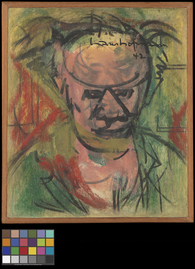 Painting titled Self Portrait, oil on gessoed plywood, accession number 1968.79.2.