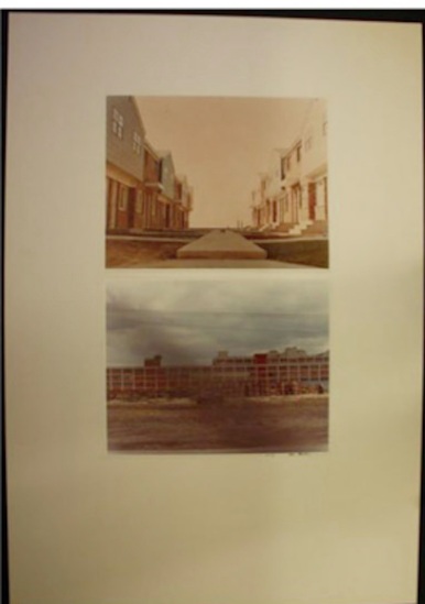 Photograph titled Housing and Factory New Jersey USA, Two color photographs mounted on board, ed. 21/50, accession number 2014.53.246.