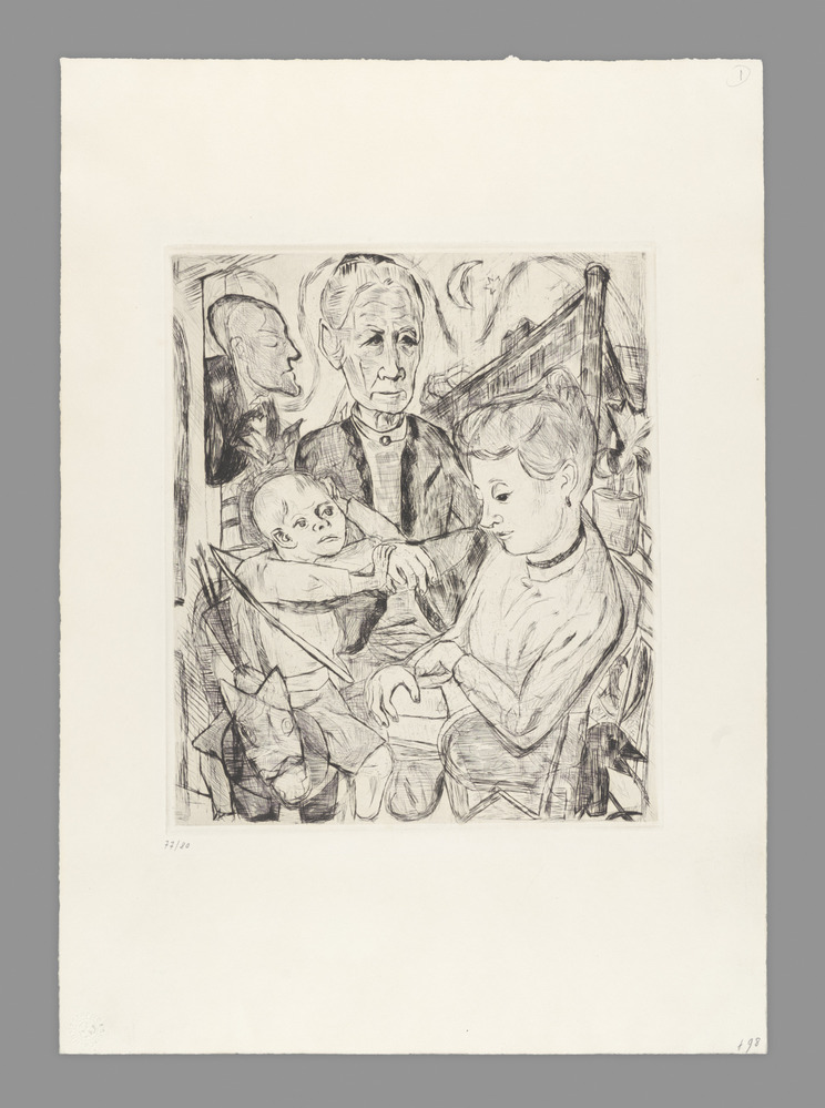 Print titled Family Scene (Beckmann Family)( (Familienszene (Familie Beckmann)), Etching, accession number 2017.68.3.