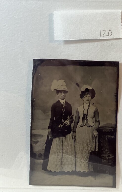 Untitled (Portrait of Two Standing Women Wearing Fancy Hats)