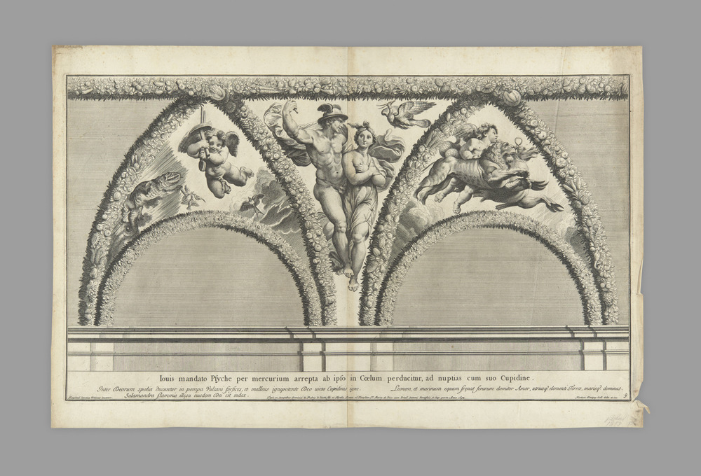 Print titled Mercury & Psyche (plate 9 from the 'Council of the Gods' series) (after Raphael), engraving, accession number 1967.127.