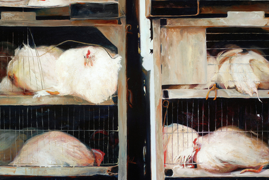 Painting 2 of 4 titled Chicken Truck, Oil on canvas, accession number 2013.54.