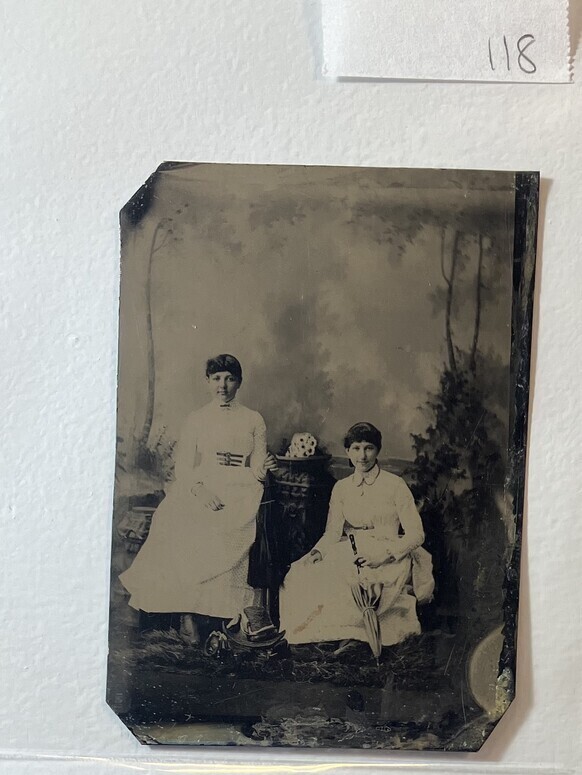 Untitled (Portrait of Two Young Women, One Holding a Closed Parasol)