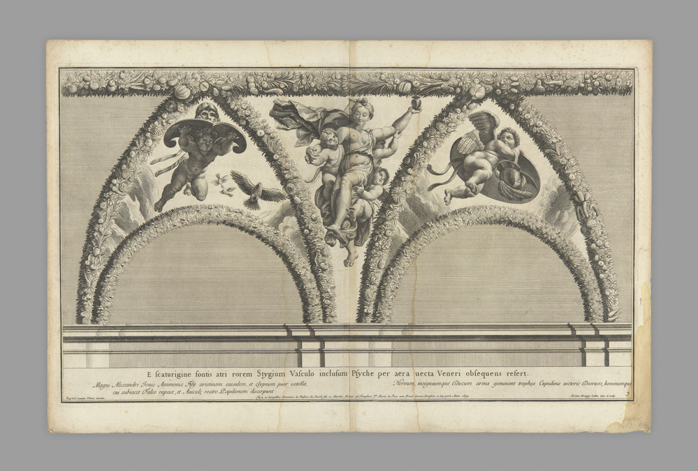 Print titled E Scaturigine... (plate 7 from the 'Council of the Gods' series; after Raphael), engraving, accession number 1967.126.