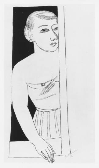 Drawing titled Woman, Half-Nude at the Window, pen, ink and wash, accession number 1966.58.