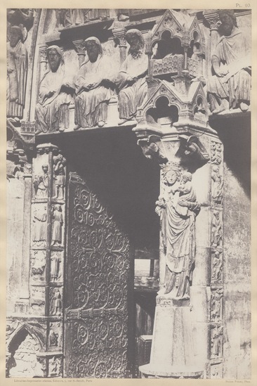 Photograph titled Vontail de la Porte de la Vierge (Façade principale, côté Nord), salt print, accession number 2000.50.40.