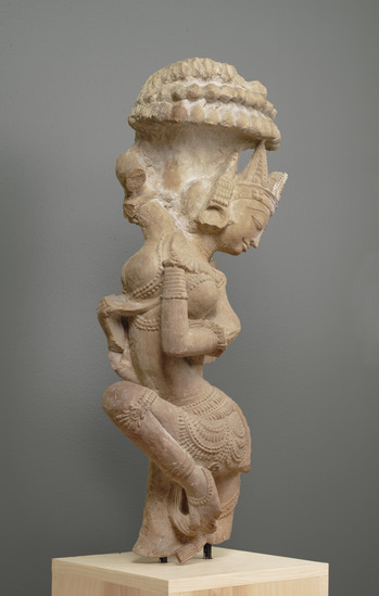 Sculpture 2 of 2 titled Dancing Devi, Buff sandstone, accession number EL.1.2007.19.