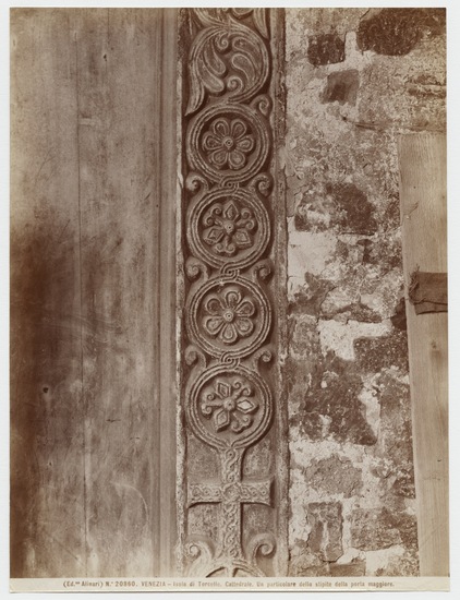 Photograph titled Pe. Ia. No. 20860. Venezia - Isola di Torcello. Cattedrale. Un particolare dello stipite della porta maggiore., albumen, accession number 2002.43.546.