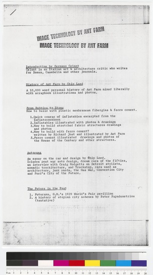 Work on paper 1 of 2 titled Image Technology (Marilyn Oshman collection), photocopy, tw pages, stapled, accession number 2005.14.260.12.a-b.