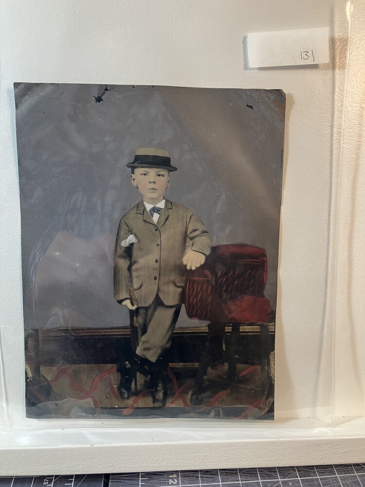 Untitled (Portrait of a Young Boy Wearing a Suit and Hat)