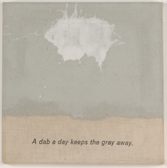 Painting titled A Dab a Day Keeps the Gray Away, Acrylic and tape on canvas, accession number 1991.5.