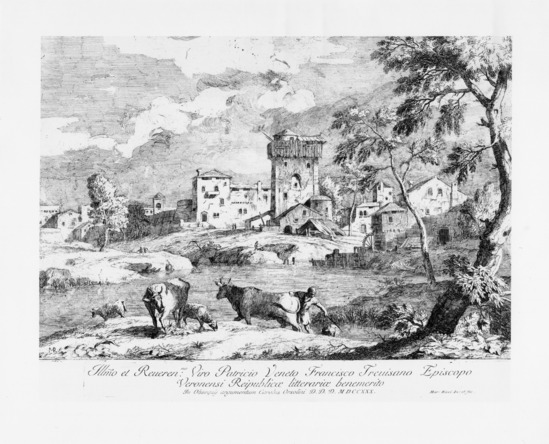 Print titled Village beside a Small River, etching, accession number 1974.14.