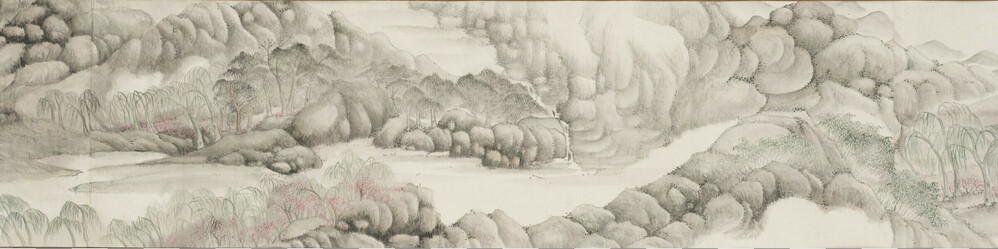 Painting 1 of 23 titled Landscape, handscroll: ink and color on paper, accession number 2003.2.1.