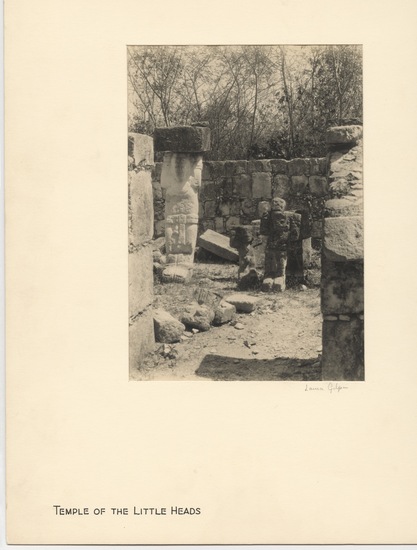 Photograph titled Temple of the Little Heads, Chichén Itzá, Yucatan, platinum print in signed, titled overmat, accession number 1999.49.10.