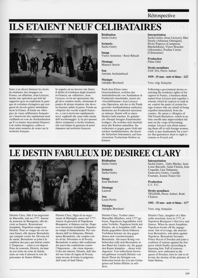 program note page 9 of 20 titled Rétrospective Sacha Guitry, source: Locarno International Film Festival