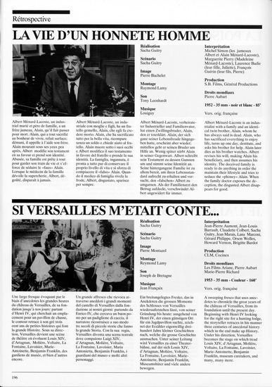 program note page 16 of 20 titled Rétrospective Sacha Guitry, source: Locarno International Film Festival