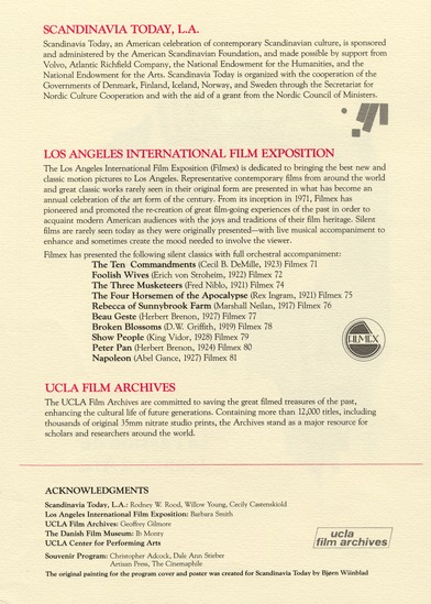 program page 2 of 8 titled La passion de Jeanne d'Arc, source: UCLA Film and Television Archive