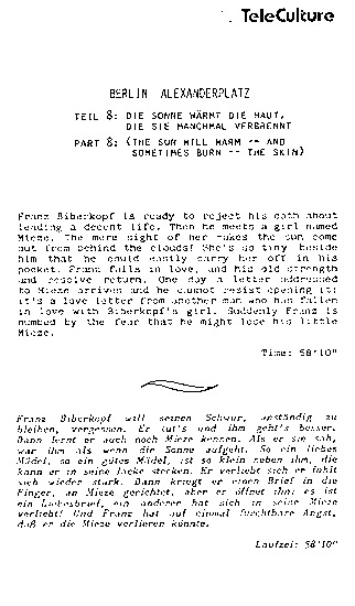 press kit page 11 of 22 titled Berlin Alexanderplatz, source: TeleCulture, Inc.