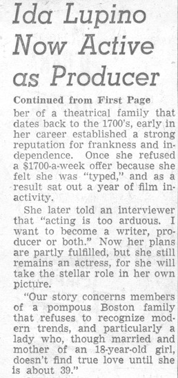 article titled Ida Lupino now active as producer