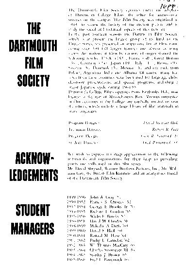 program page 16 of 16 titled Alfred Hitchcock:  part two American years 1940-1951, source: Dartmouth Film Society