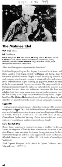 program note titled The matinee idol, source: San Francisco International Film Festival