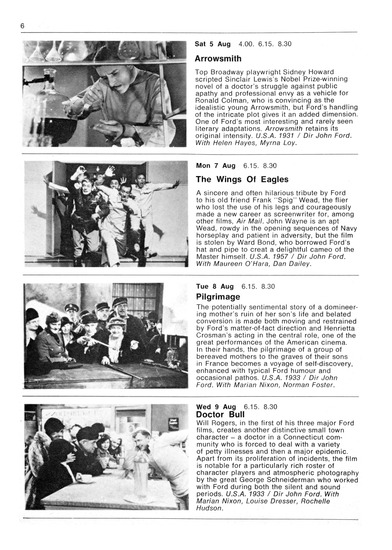 program note page 6 of 10 titled John Ford : movie maker, source: National Film Theatre (London, England)