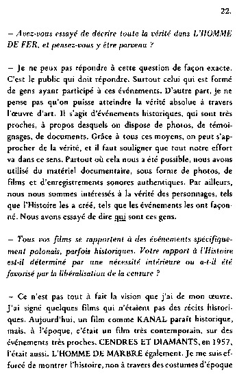 booklet page 24 of 31 titled L'homme de fer - Wajda