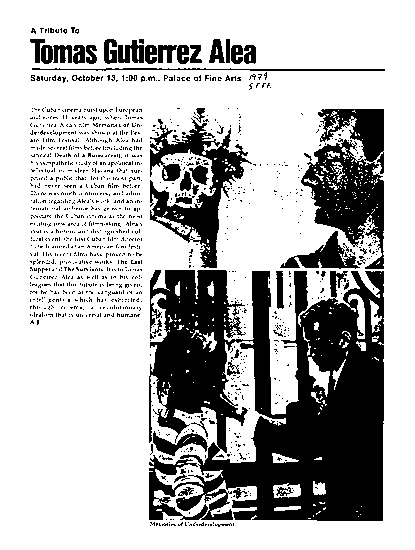 program note titled A tribute to Tomas Gutierrez Alea, source: San Francisco International Film Festival
