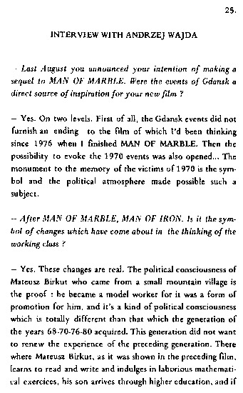 booklet page 27 of 31 titled L'homme de fer - Wajda