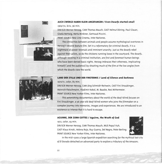 booklet page 23 of 33 titled The great ecstasies of the filmmaker Werner Herzog : a retrospektive 1967-1995, source: Goethe-Institut